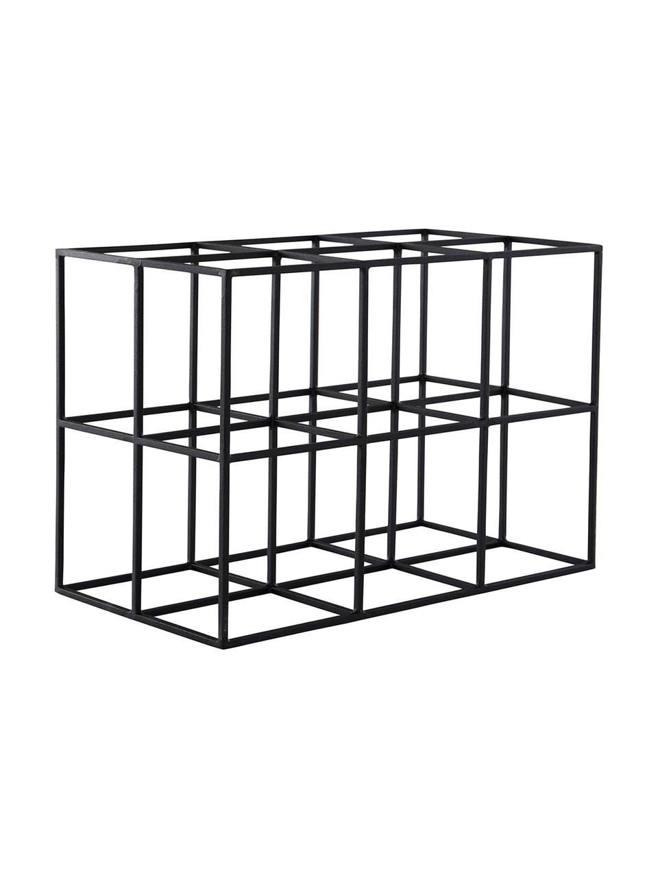 Stojak na wino na 6 butelek Vinnie, Metal lakierowany, Czarny, S 37 x W 25 cm