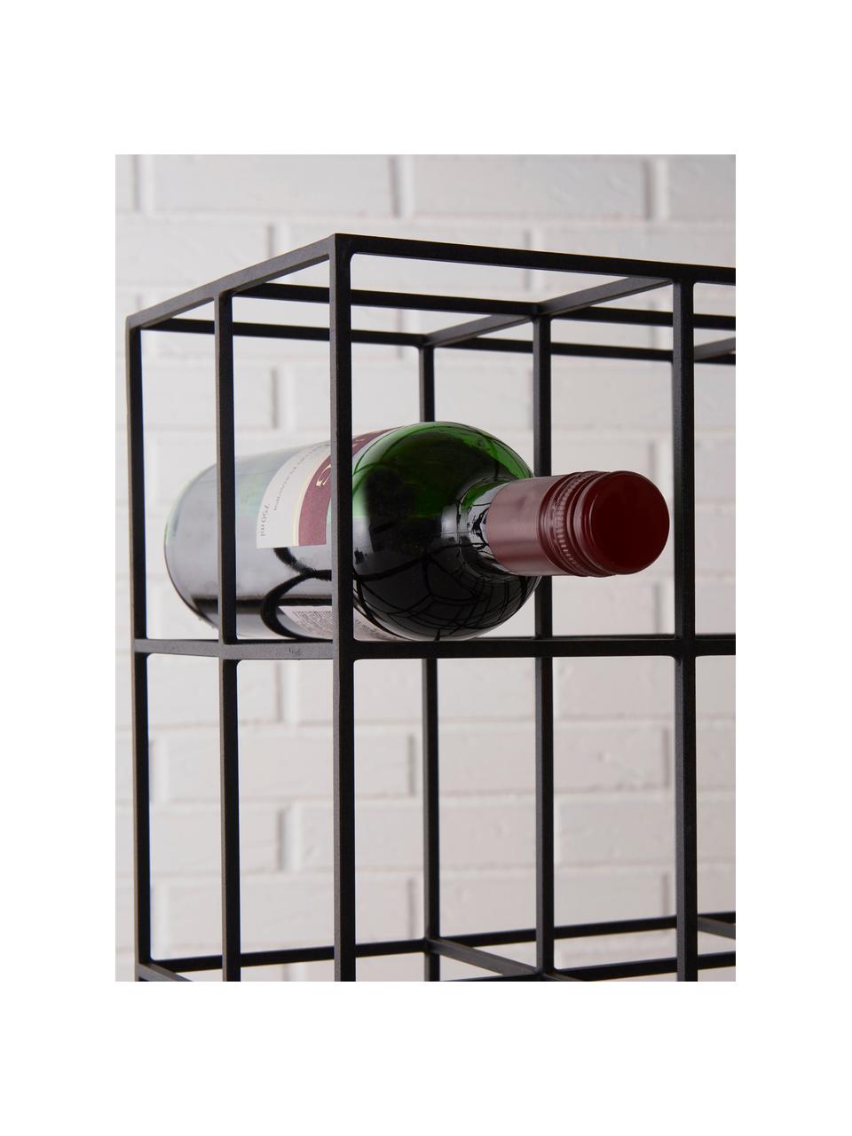 Stojak na wino na 6 butelek Vinnie, Metal lakierowany, Czarny, S 37 x W 25 cm