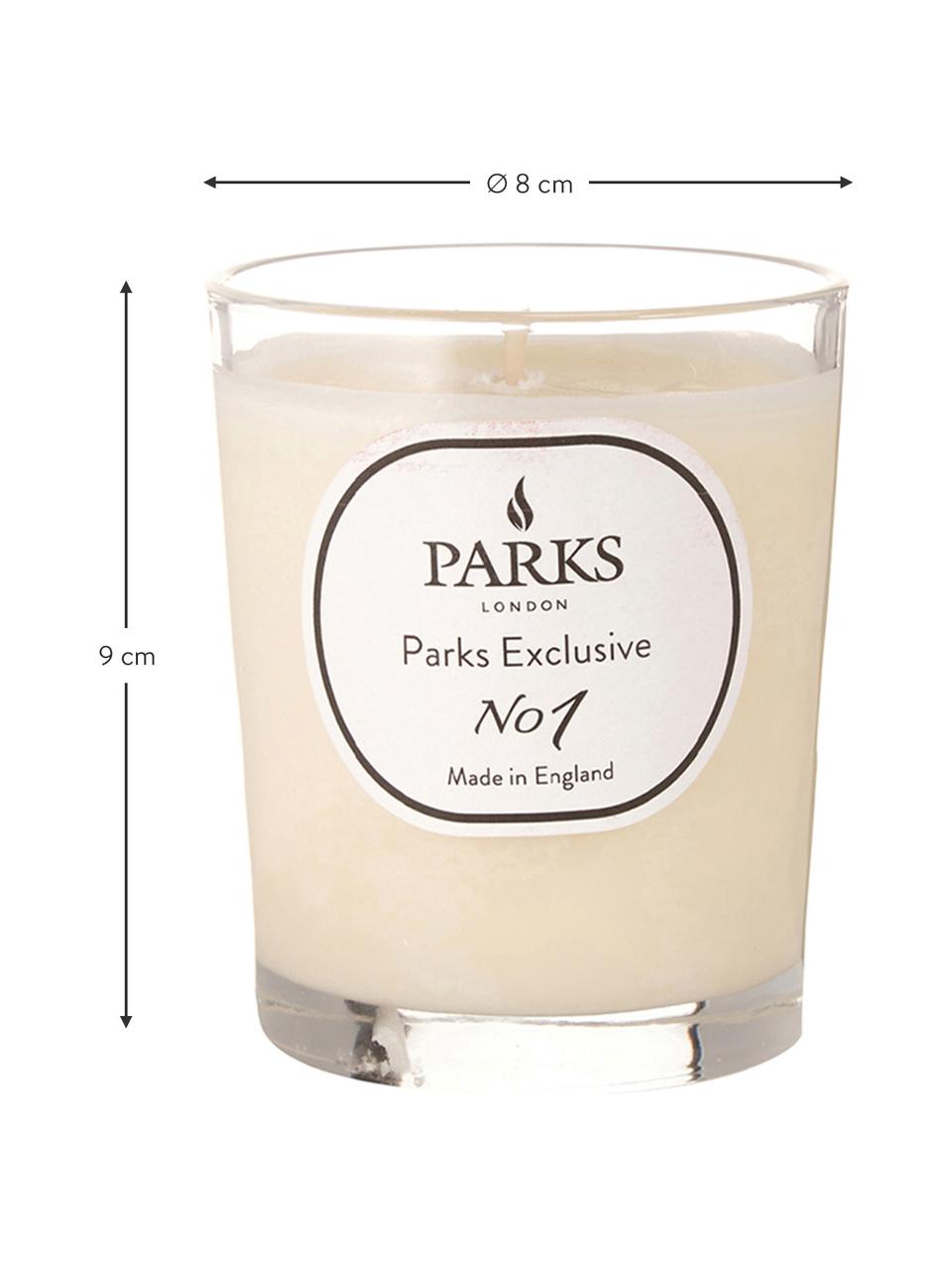 Vonná svíčka Parks Exclusive No. 1 (broskev & amyris), Transparentní, bílá, šedá, Ø 8 cm, V 9 cm