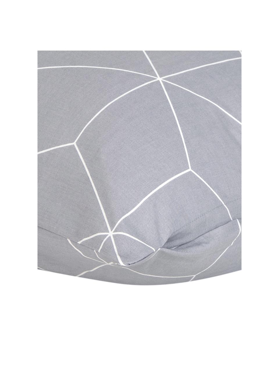 Baumwoll-Kissenbezug Lynn mit grafischem Muster, 65 x 65 cm, Webart: Renforcé Fadendichte 144 , Grau, Cremeweiss, B 65 x L 65 cm