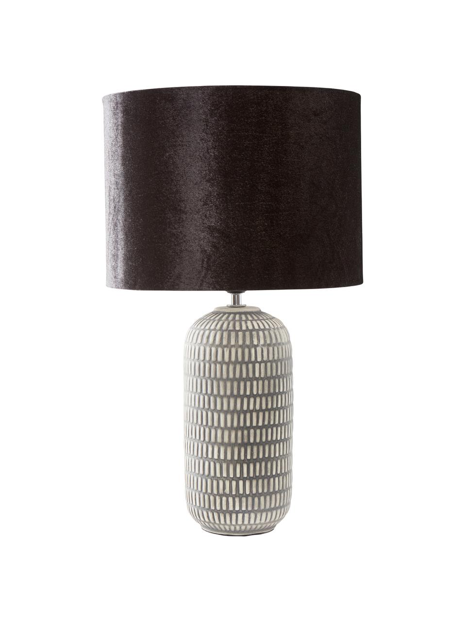 Grande lampe à poser céramique et velours Svensson, Noir, gris