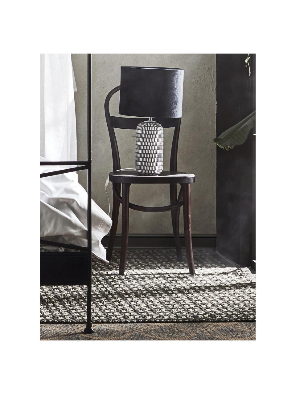 Veľká keramická stolová lampa so zamatovým tienidlom Svensson, Čierna, sivá