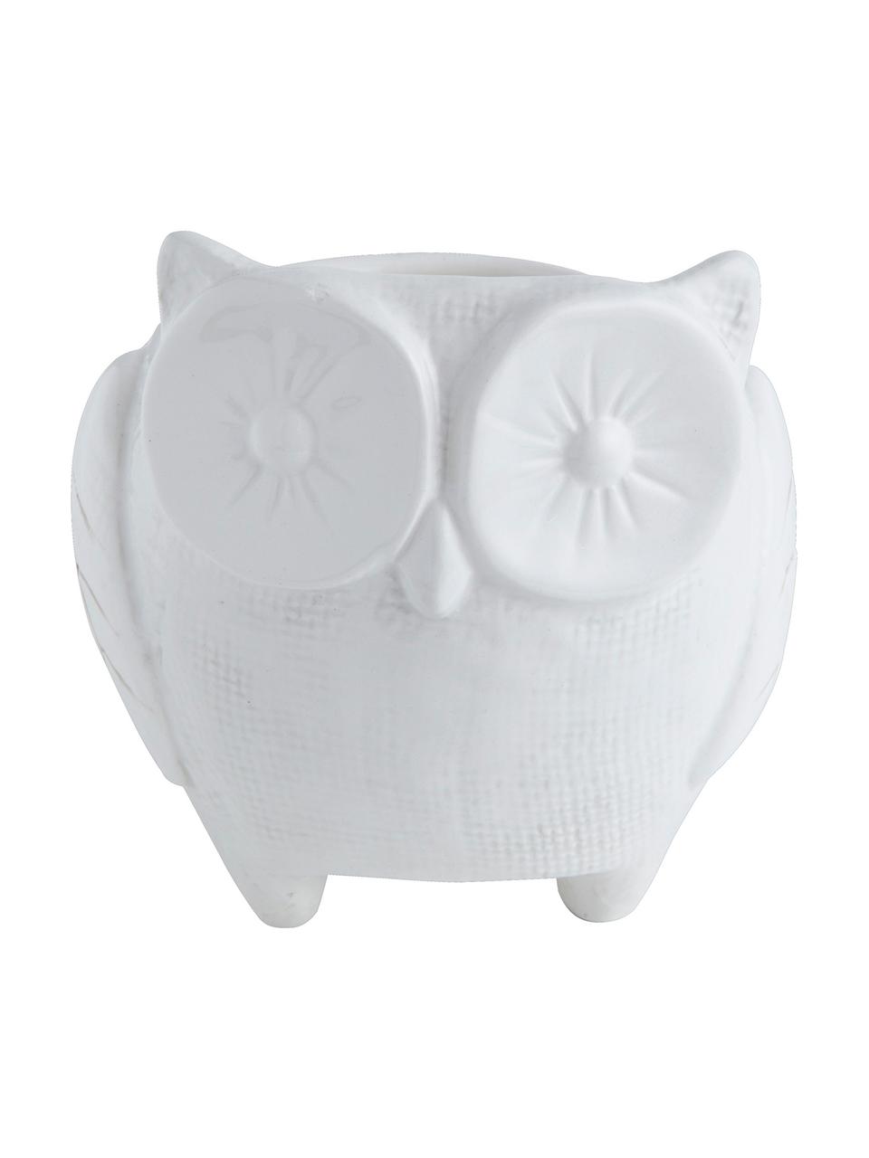 Osłonka na doniczkę XS z dolomitu Owl, Dolomit, Biały, Ø 11 x W 12 cm