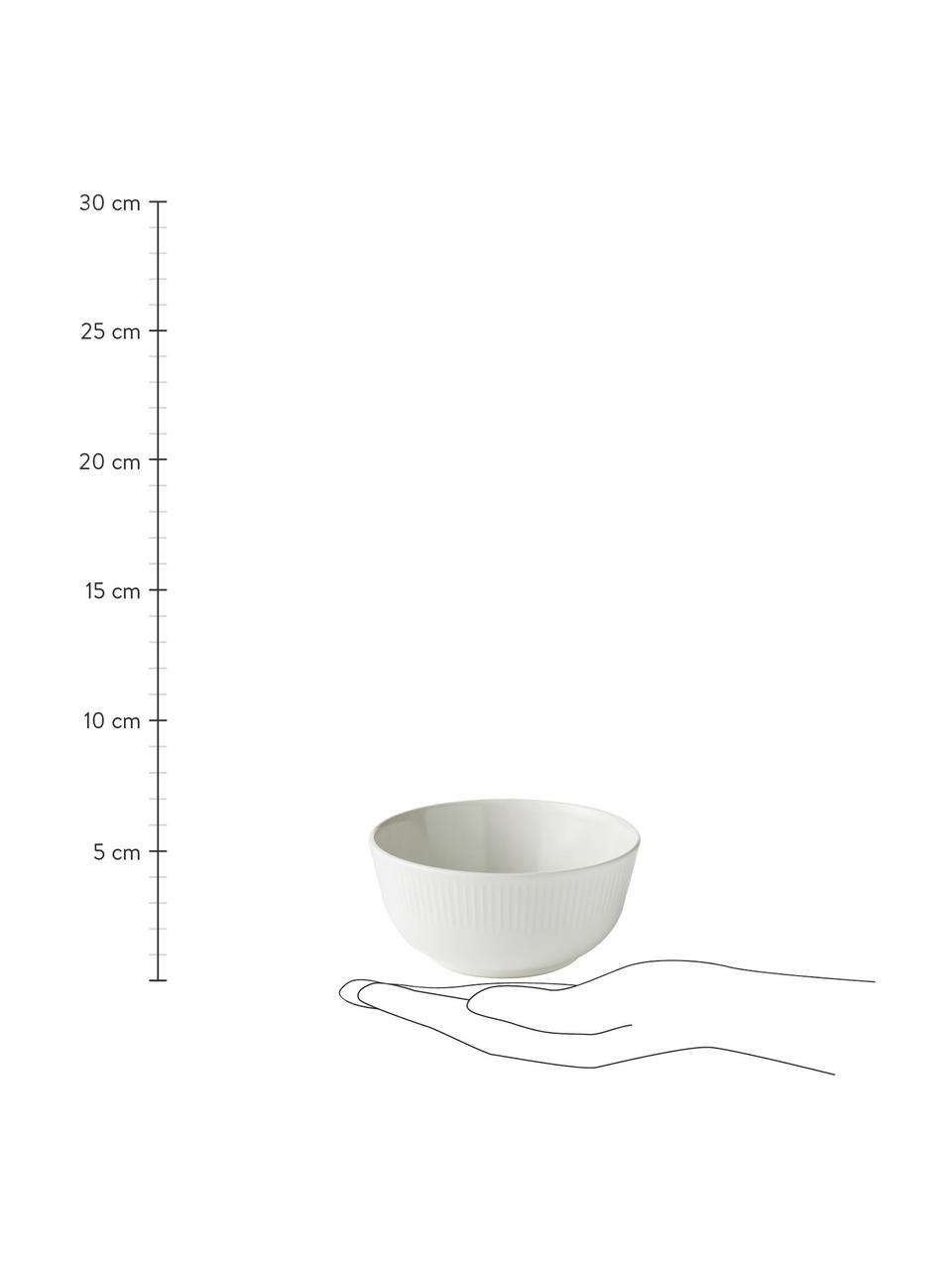 Weisse Schälchen Groove mit Rillenstruktur, 4 Stück, Steingut, Weiss, Ø 15 x H 7 cm
