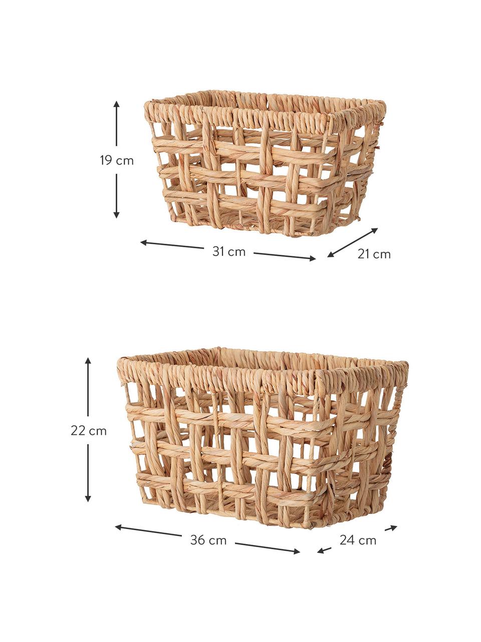 Opbergmandenset Saime van zeegras, 2-delig, Waterhyacint, Lichtbruin, Set met verschillende formaten