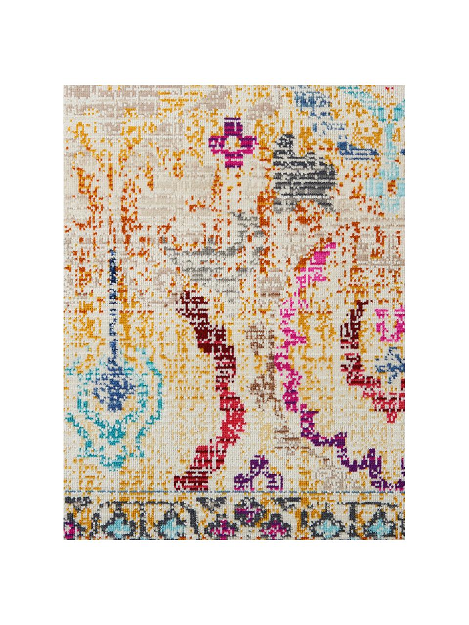 Tappeto a pelo corto con ornamenti Kashan, Retro: lattice, Beige chiaro, multicolore, Larg. 230 x Lung. 300 cm (taglia L)