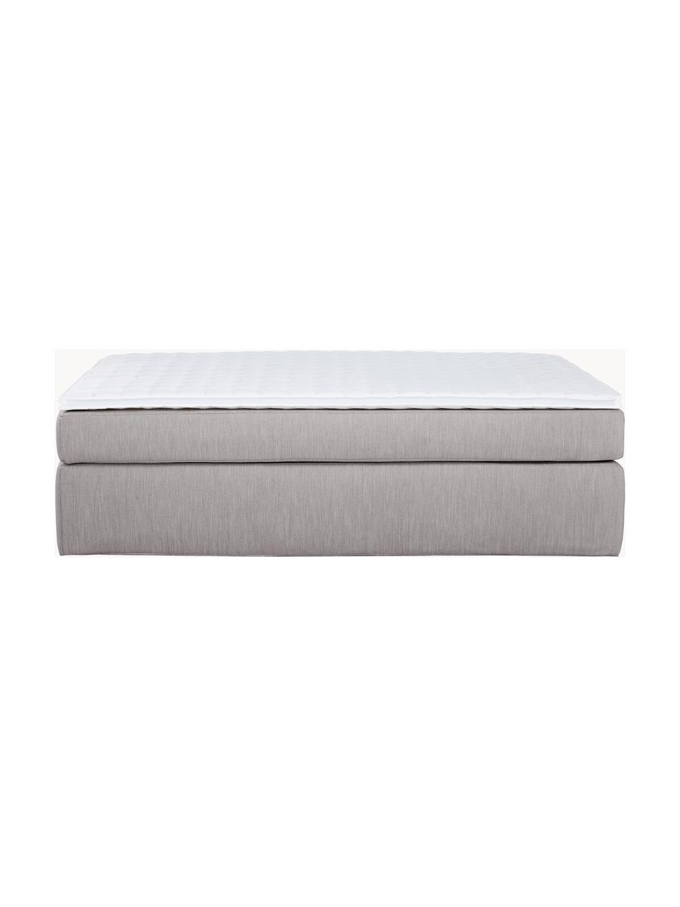 Boxspringbett Enya, Matratze: 5-Zonen-Taschenfederkern, Füße: Kunststoff Dieses Produkt, Webstoff Grau, B 140 x L 200 cm, Härtegrad H2