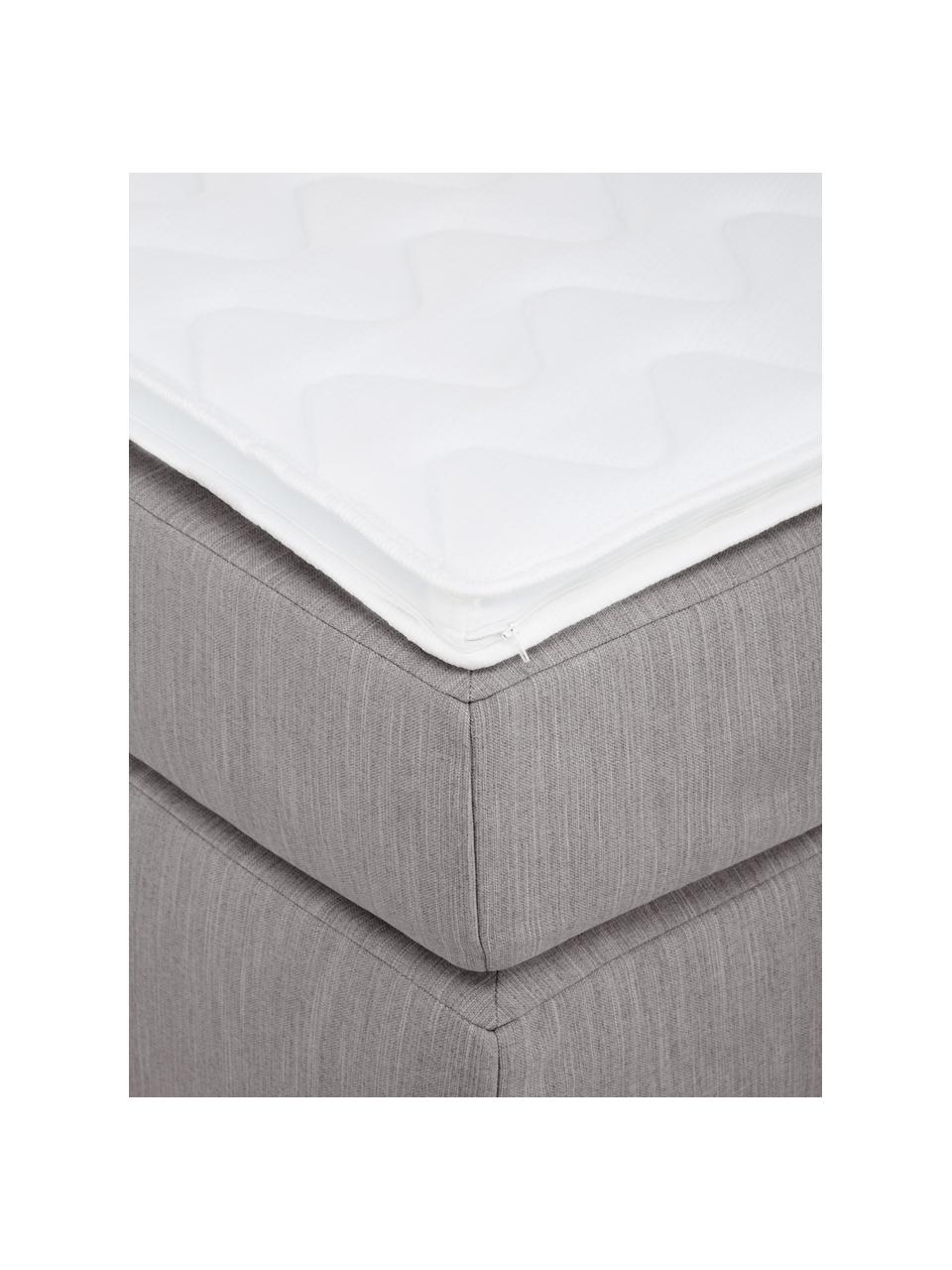 Boxspringbett Enya, Matratze: 5-Zonen-Taschenfederkern, Webstoff Grau, B 200 x L 200 cm, Härtegrad H2