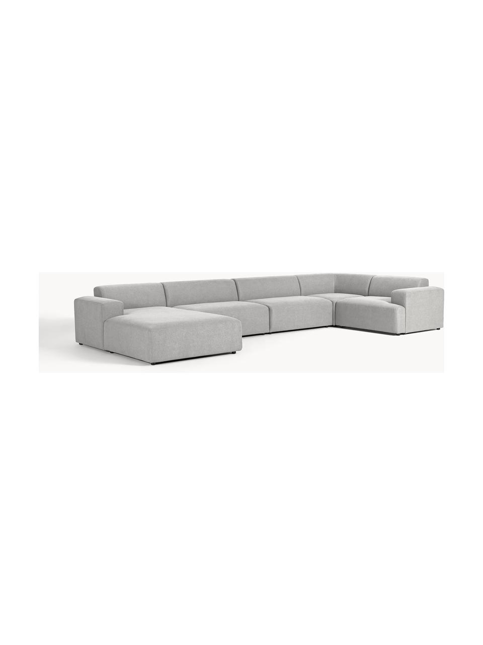 Sofá rinconera longue grande Melva, Tapizado: 100% poliéster Alta resis, Estructura: madera de pino y abeto ma, Patas: plástico. Este producto e, Tejido gris claro, An 458 x F 220 cm, chaise longue derecha