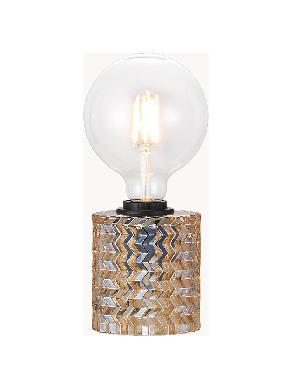 Kleine tafellamp Hollywood van glas, Lampvoet: glas, Bruin, transparant, Ø 11 x H 13 cm