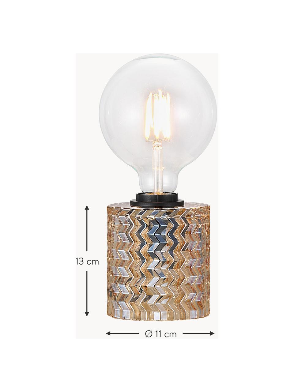 Kleine Tischlampe Hollywood aus Glas, Braun, Transparent, Ø 11 x H 13 cm