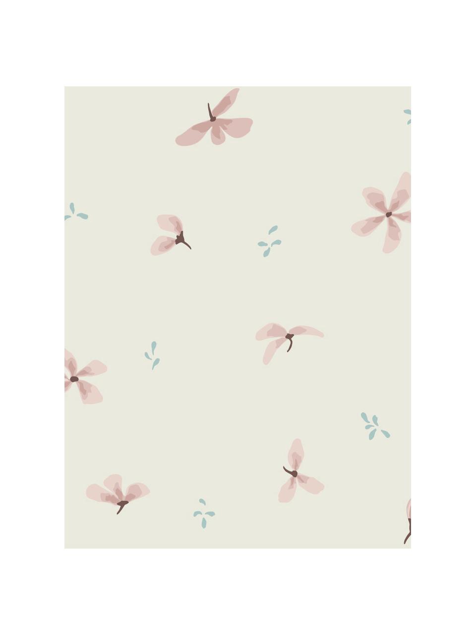 Cambiador de algodón ecológico Windflower, Funda: 100% algodón ecológico co, Blanco crema y rosa estampado, An 30 x L 70 cm