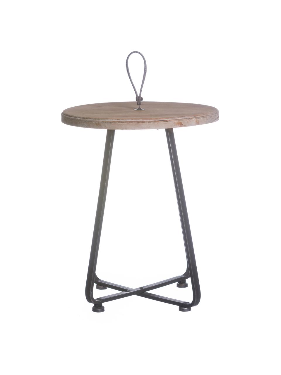 Stolik pomocniczy z drewna jodłowego Nords, Blat: drewno jodłowe, Stelaż: metal, Brązowy, czarny, Ø 40 x W 50 cm