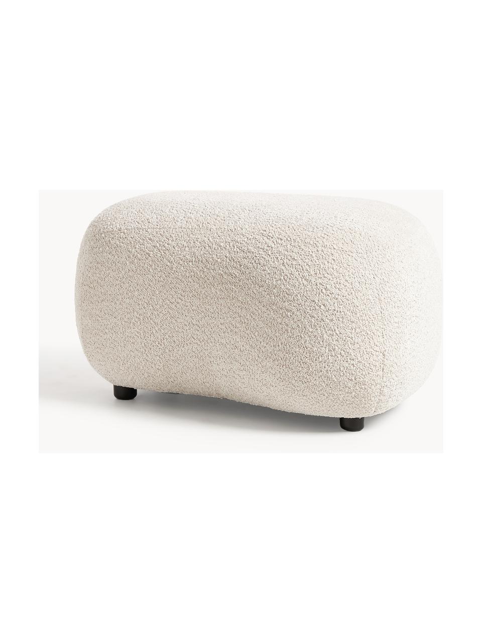 Hocker Alba aus Teddy-Bouclé, Bezug: 100 % Polyester (Teddy-Bo, Füße: Kunststoff Dieses Produkt, Teddy-Bouclé Off White, B 70 x H 42 cm, gebogen rechts