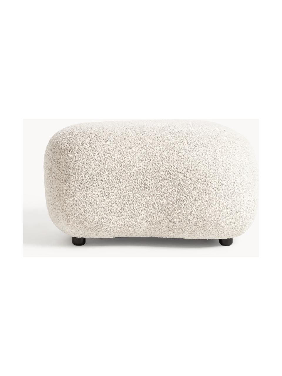 Hocker Alba aus Teddy-Bouclé, Bezug: 100 % Polyester (Teddy-Bo, Füße: Kunststoff Dieses Produkt, Teddy-Bouclé Off White, B 70 x H 42 cm, gebogen rechts