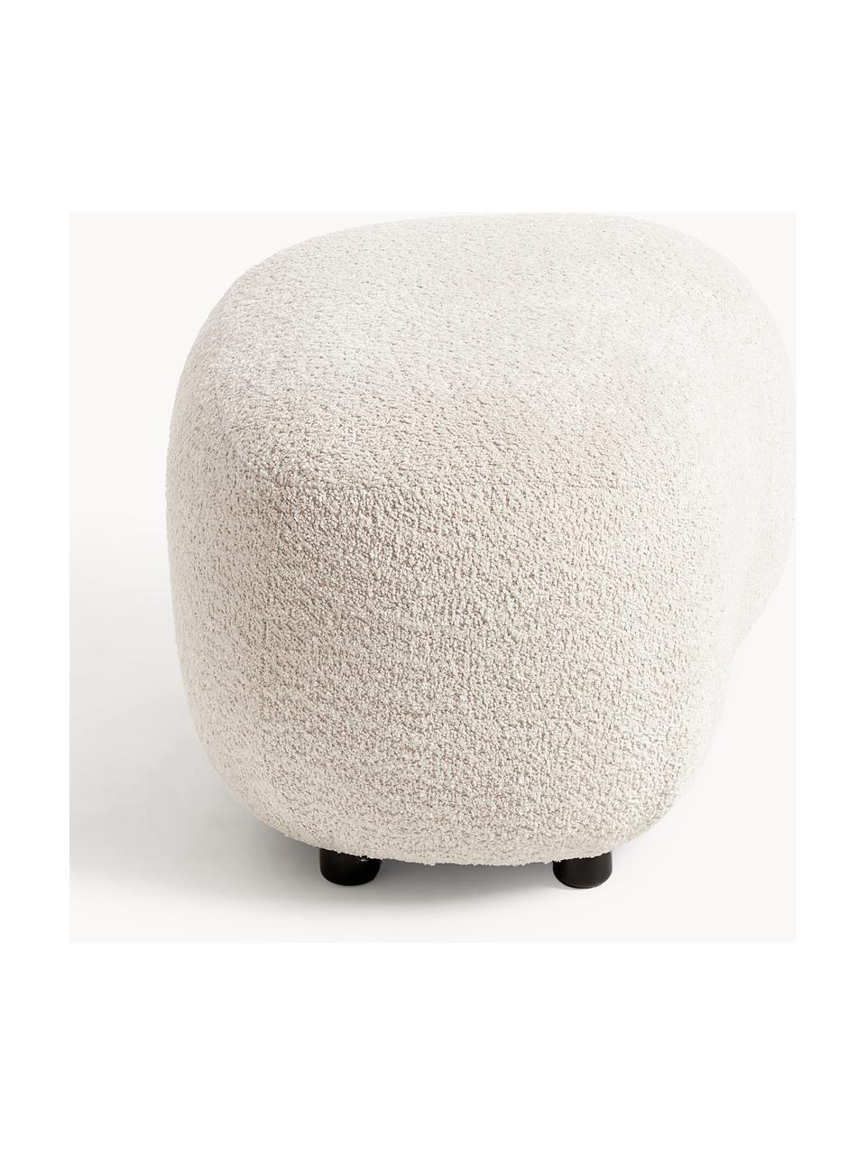 Hocker Alba aus Teddy-Bouclé, Bezug: 100 % Polyester (Teddy-Bo, Füße: Kunststoff Dieses Produkt, Teddy-Bouclé Off White, B 70 x H 42 cm, gebogen rechts