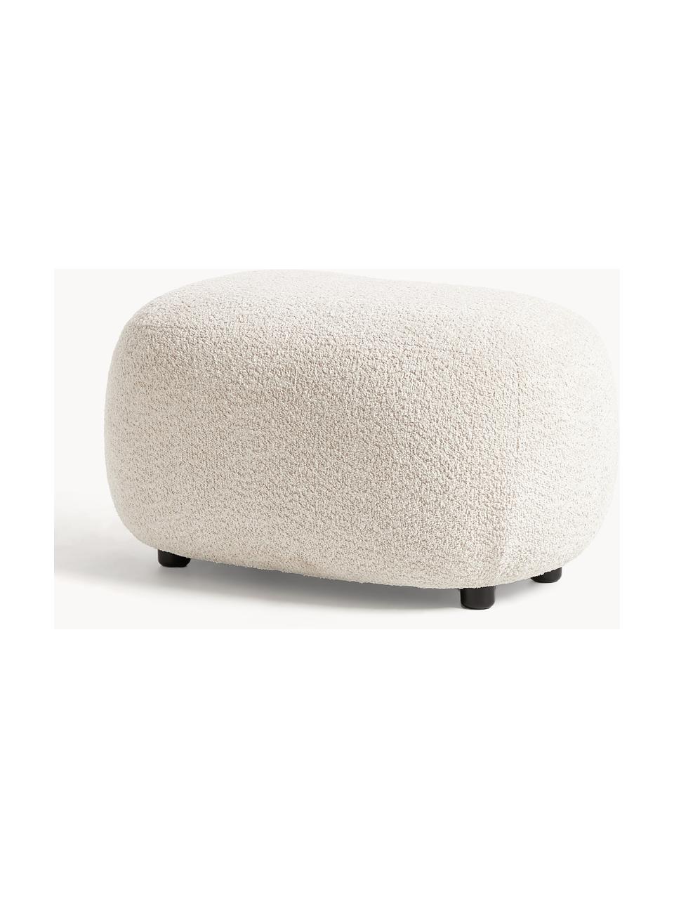 Hocker Alba aus Teddy-Bouclé, Bezug: 100 % Polyester (Teddy-Bo, Füße: Kunststoff Dieses Produkt, Teddy-Bouclé Off White, B 70 x H 42 cm, gebogen rechts