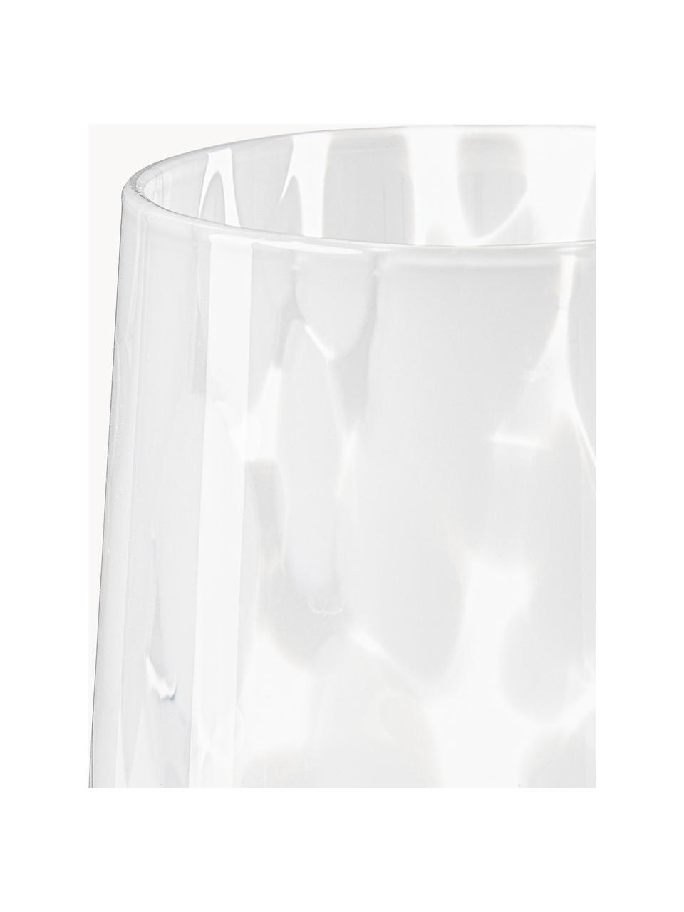 Handgemachte Wassergläser Oakley mit Tupfen-Muster, 4 Stück, Glas, Weiss, Transparent, Ø 9 x H 10 cm, 370 ml