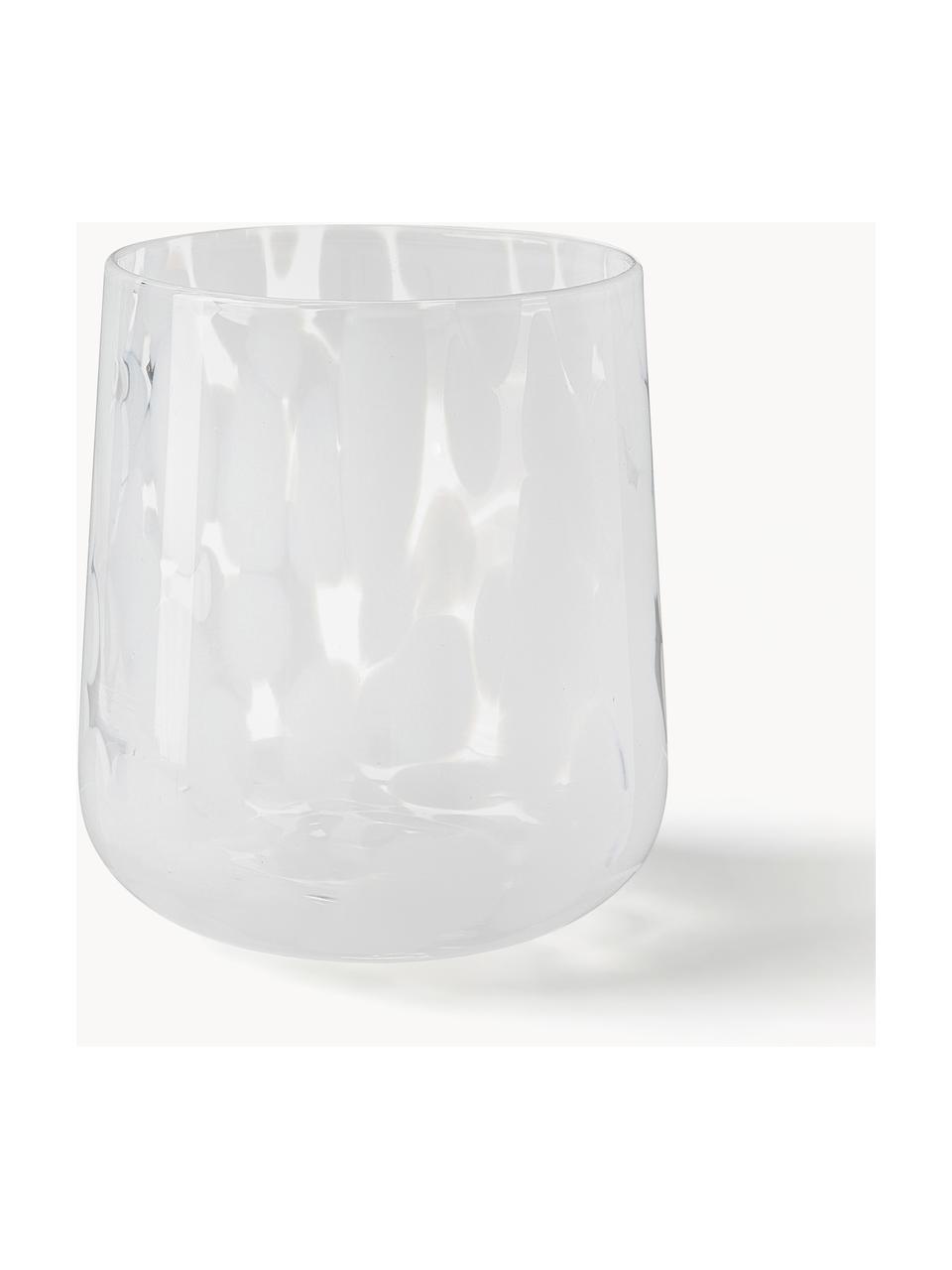 Set di 4 bicchieri fatti a mano con motivo a pois Oakley, Vetro sodico-calcico

Grazie alla sua superficie liscia e non porosa, il vetro sodo-calcico silicato è facile da pulire. Come altri tipi di vetro, è completamente riciclabile e contribuisce quindi a ridurre l'impatto ambientale. Tuttavia, va notato che è sensibile alle fluttuazioni di temperatura, quindi occorre prestare attenzione se, ad esempio, si versano nel bicchiere liquidi molto caldi., Bianco, trasparente, Ø 9 x Alt. 10 cm, 370 ml