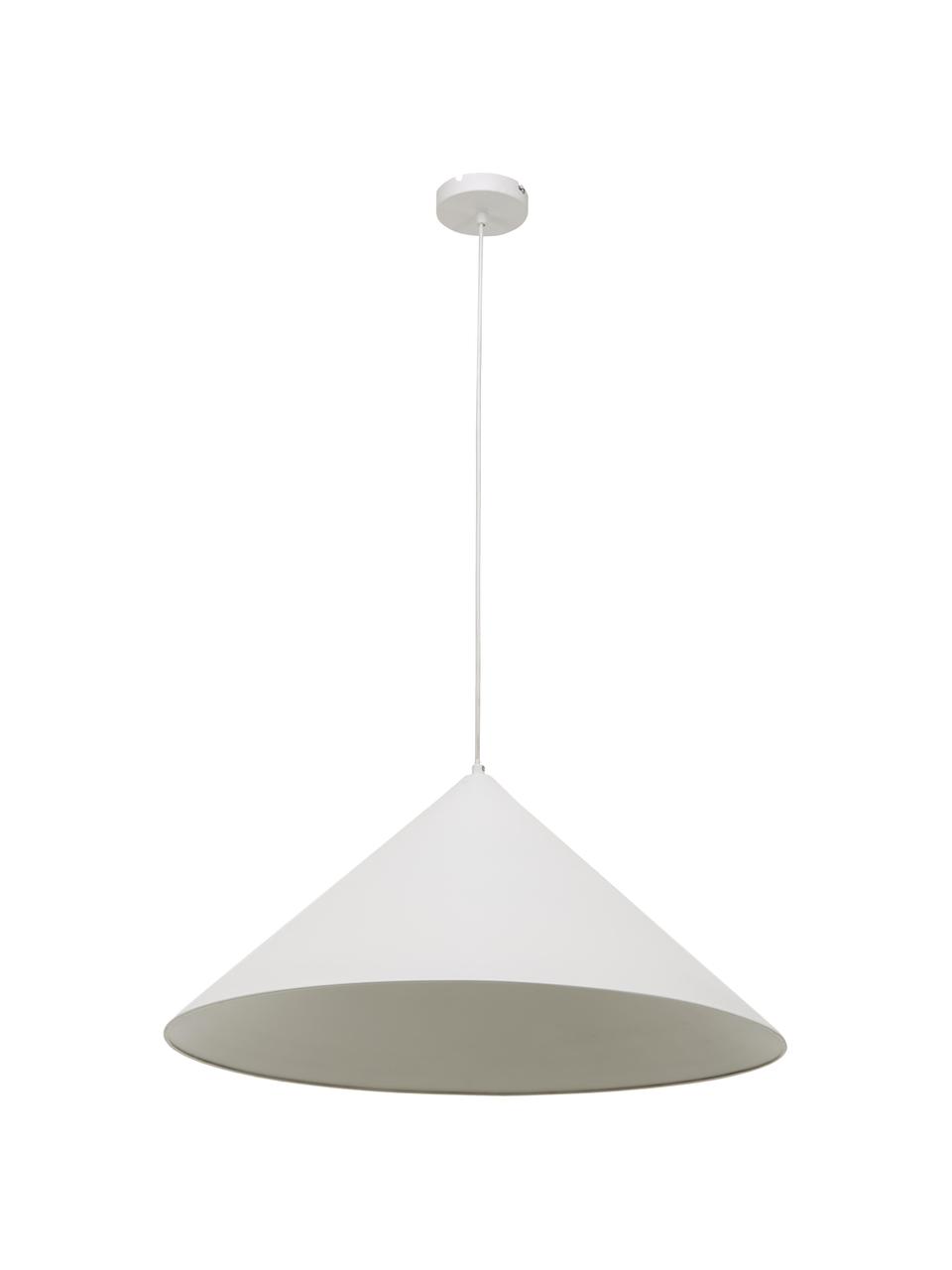 Lámpara de techo grande Alia, Pantalla: metal recubierto, Anclaje: metal, Cable: cubierto en tela, Blanco, Ø 70 x Al 32 cm
