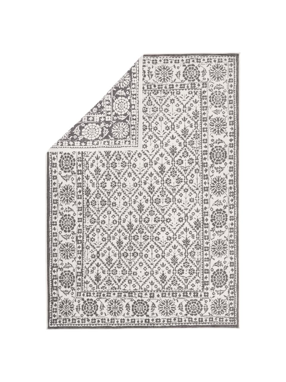 Tapis réversible intérieur-extérieur, style vintage Curacao, 100 % polypropylène, Gris, couleur crème, larg. 80 x long. 150 cm (taille XS)