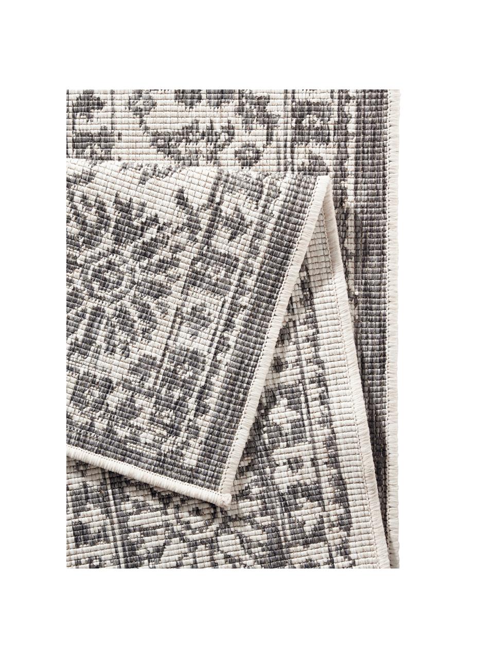 Vnitřní a venkovní oboustranný koberec ve vintge stylu Curacao, 100% polypropylen, Šedá, odstíny krémové, Š 80 cm, D 150 cm (velikost XS)