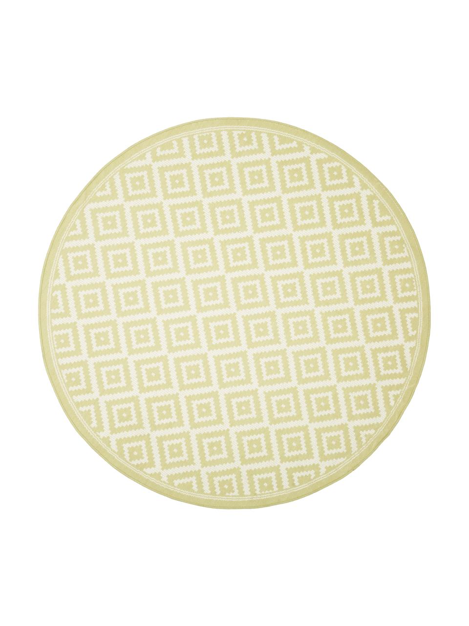 Tapis extérieur rond jaune Miami, Blanc, jaune