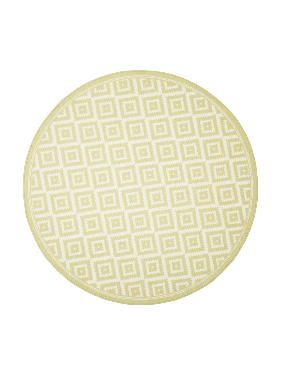 Tappeto rotondo fantasia color giallo/bianco da interno-esterno Miami, 86% polipropilene, 14% poliestere, Bianco, giallo, Ø 200 cm (taglia L)