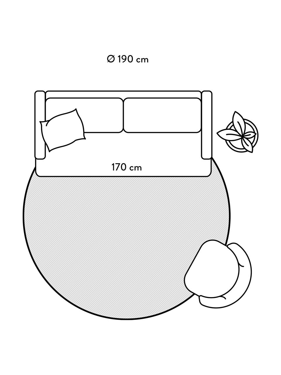 Rond in- en outdoor vloerkleed met patroon Miami in geel/wit, 86% polypropyleen, 14% polyester, Wit, geel, Ø 200 cm (maat L)