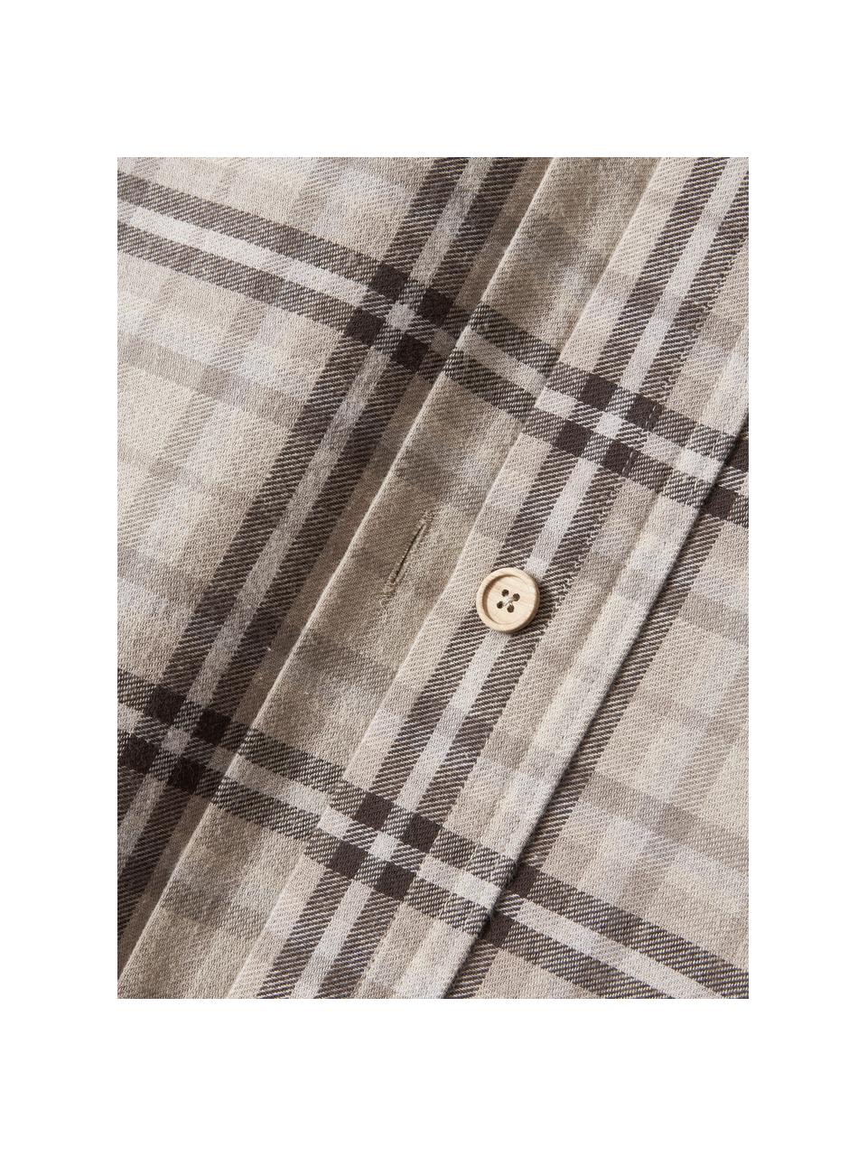 Geruite flanellen dekbedovertrek Macy, Weeftechniek: flanel Draaddichtheid 155, Beigetinten, B 200 x L 200 cm