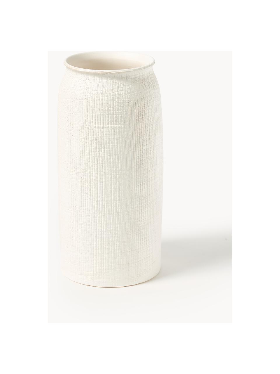 Vase décoratif Benedita, haut. 33 cm, Grès, mat, Blanc cassé, Ø 15 x haut. 33 cm