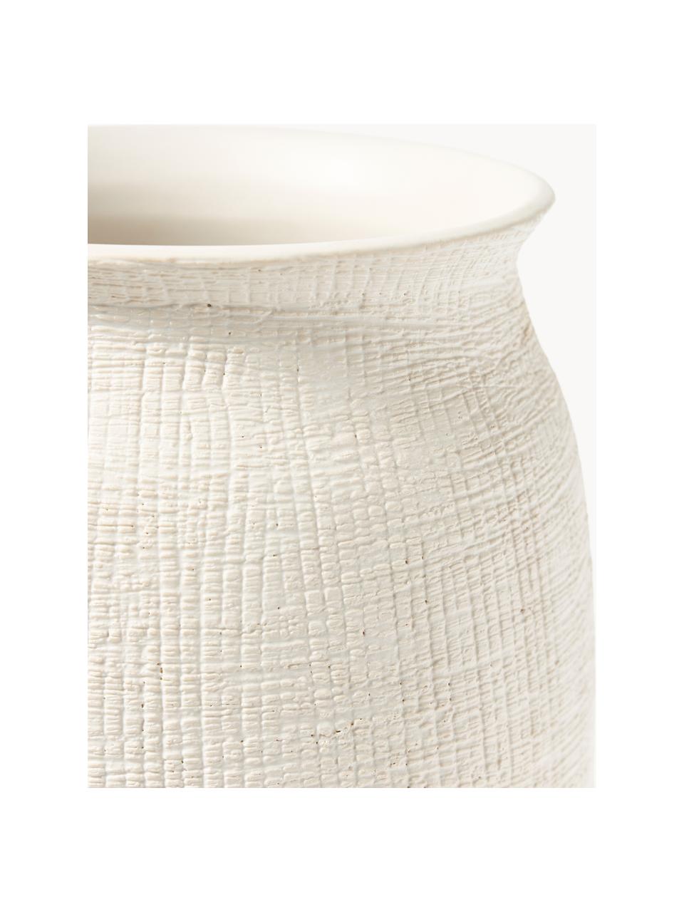 Vase décoratif Benedita, haut. 33 cm, Grès, mat, Blanc cassé, Ø 15 x haut. 33 cm