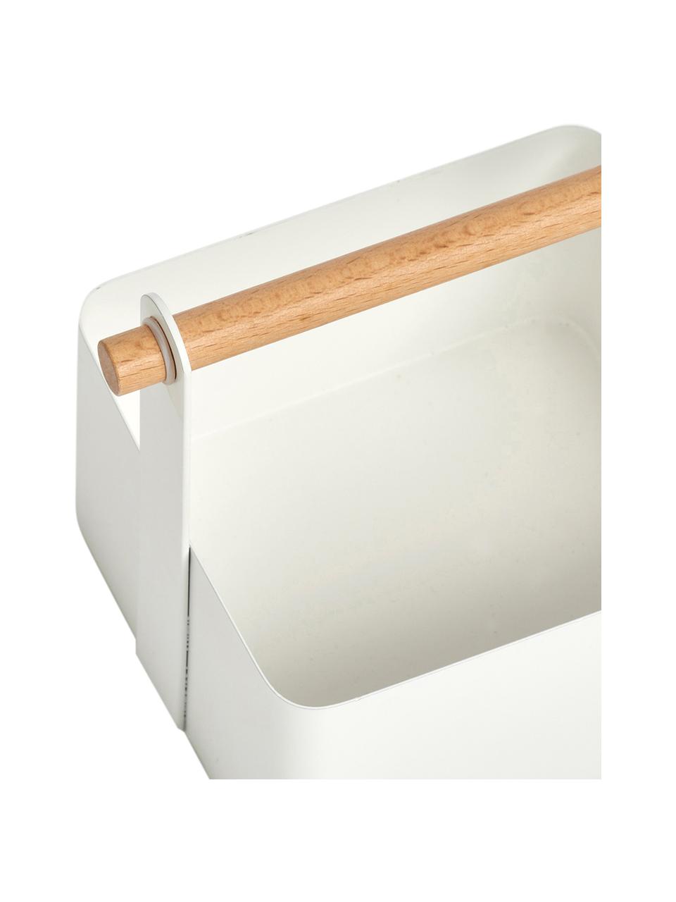 Panier de rangement Ledino, Blanc, bois de hêtre, larg. 15 x haut. 16 cm
