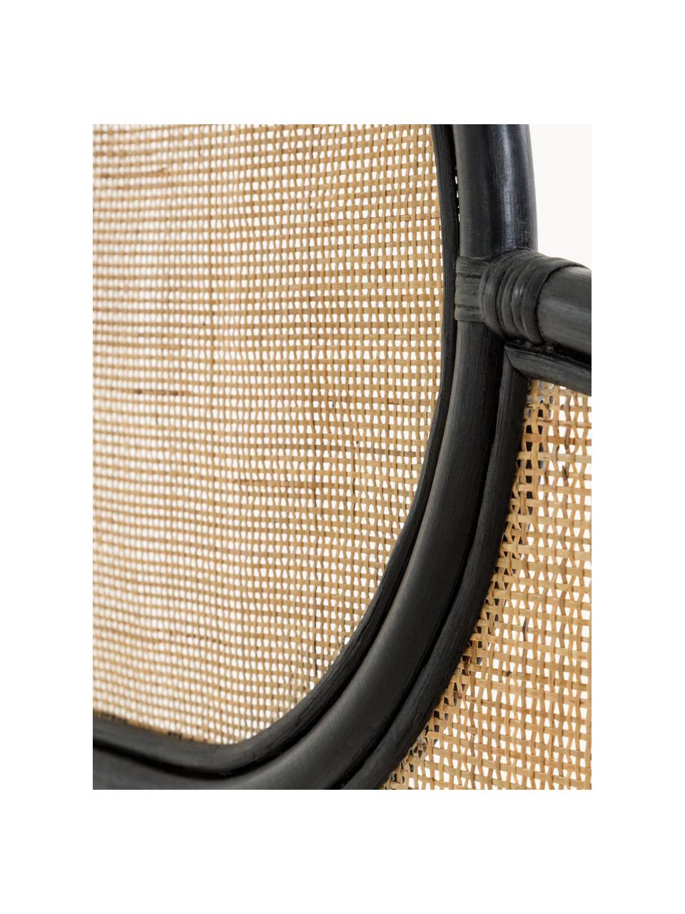 Rattan-Kopfteil Lalita, Rahmen: Rattan, lackiert, Platte: Rattangeflecht, Rattan, Schwarz, B 170 x H 120 cm