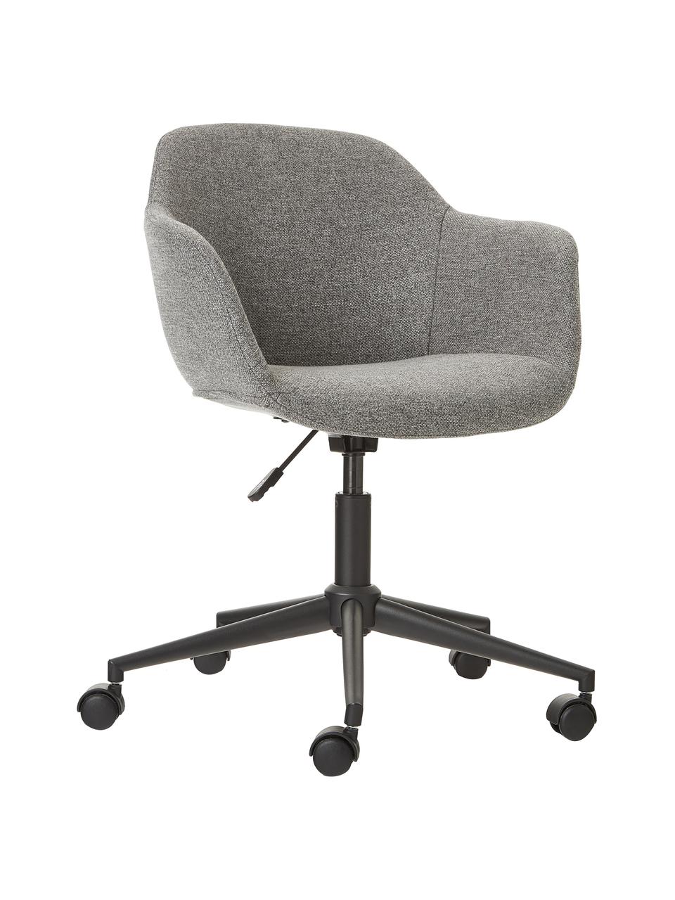 Chaise de bureau pivotante rembourrée, assise étroite Fiji, Tissu gris foncé, larg. 66 x prof. 66 cm