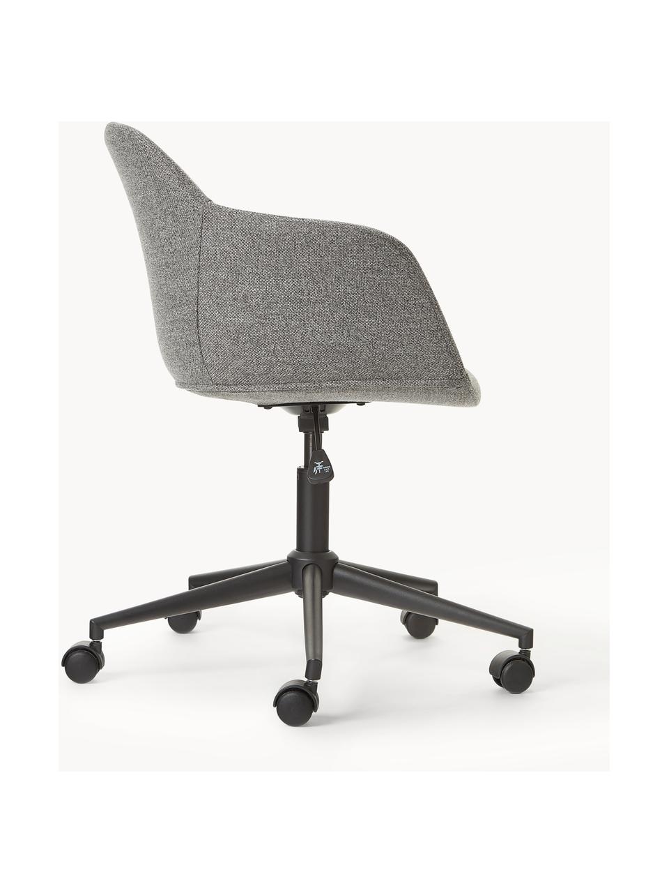 Chaise de bureau avec assise étroite Fiji, Tissu gris foncé, larg. 66 x prof. 66 cm