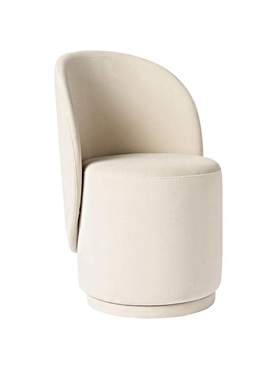 Sedia imbottita in velluto Zeyno, Velluto (100% poliestere), Velluto bianco latteo, Larg. 54 x Alt. 82 cm
