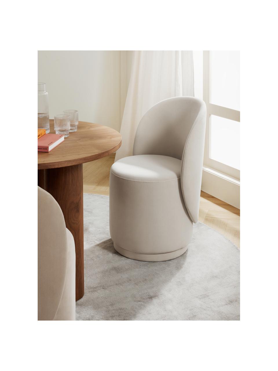 Fluwelen gestoffeerde stoel Zeyno, Fluweel (100% polyester), Fluweel gebroken wit, B 54 x H 82 cm