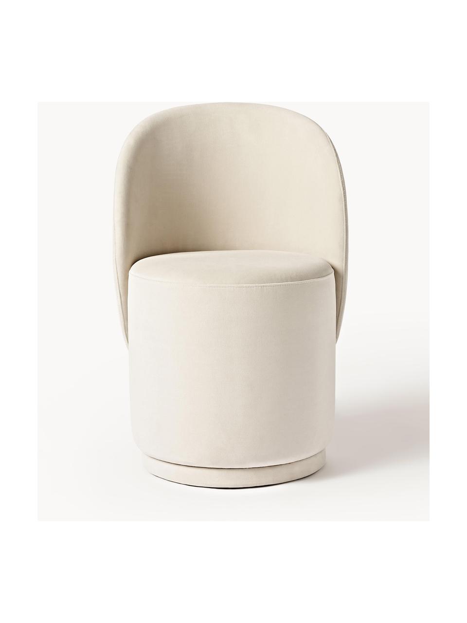 Chaise rembourrée en velours Zeyno, Velours (100 % polyester), Velours blanc cassé, larg. 54 x haut. 82 cm