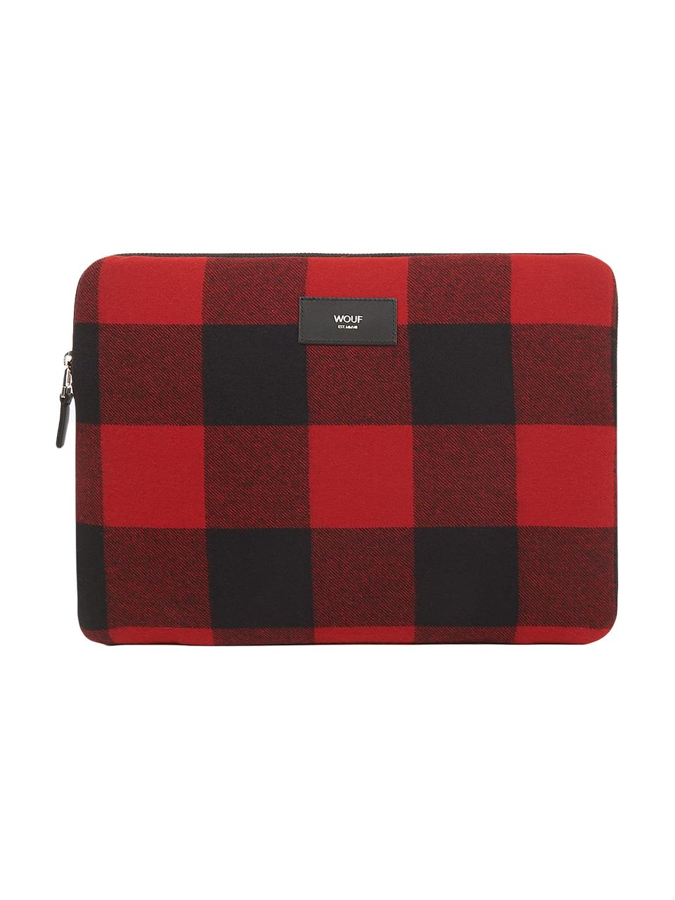 Laptophülle Red Jack für MacBook Pro 13 Zoll, Baumwolle, Leder, Rot, Schwarz, 33 x 23 cm