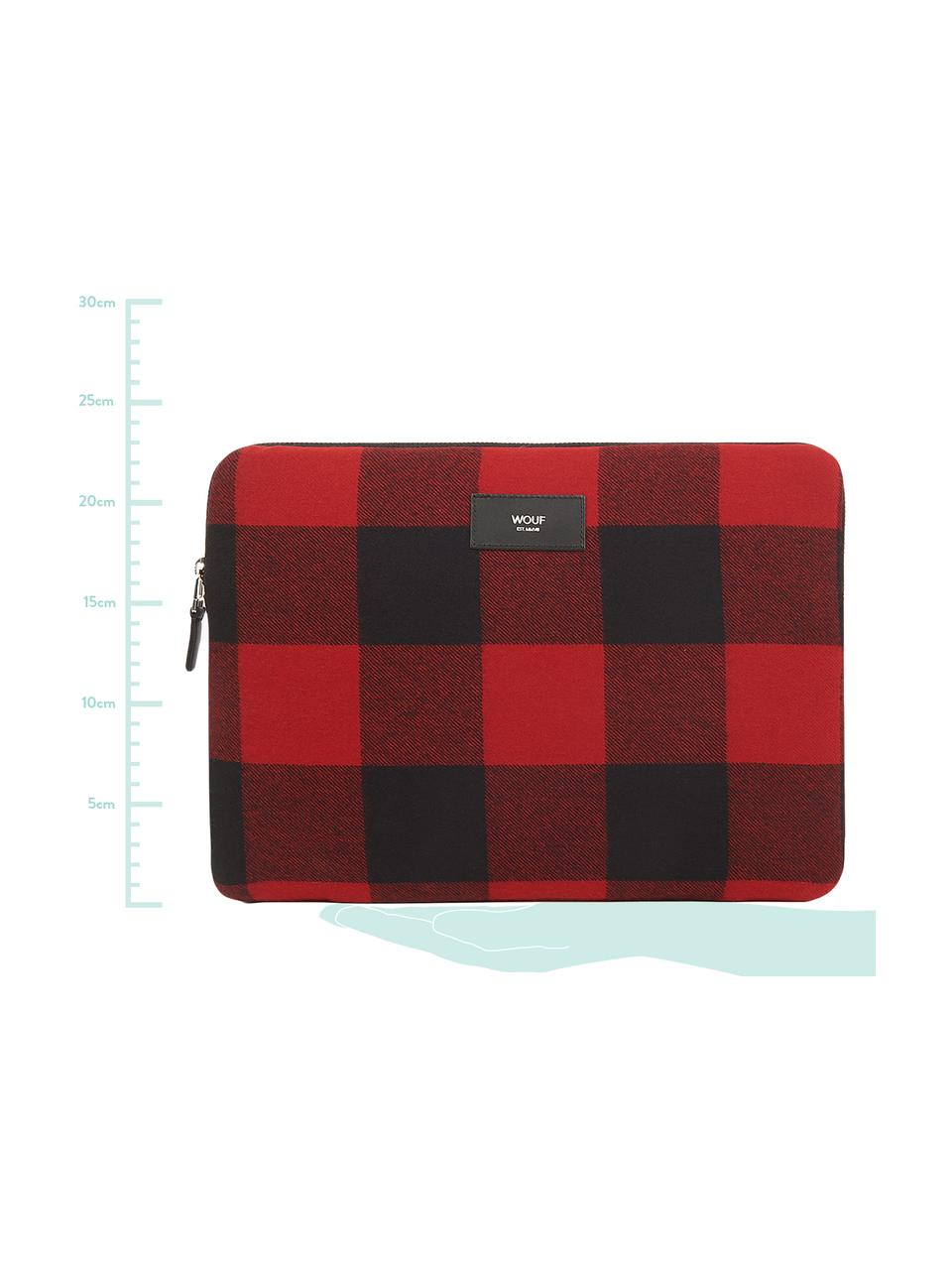 Laptophülle Red Jack für MacBook Pro 13 Zoll, Baumwolle, Leder, Rot, Schwarz, 33 x 23 cm