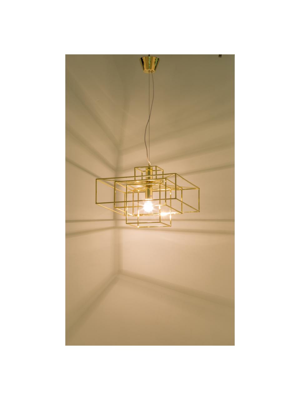 Hanglamp Cube in goudkleur, Vermessingd metaal, Messingkleurig, 46 x 50 cm