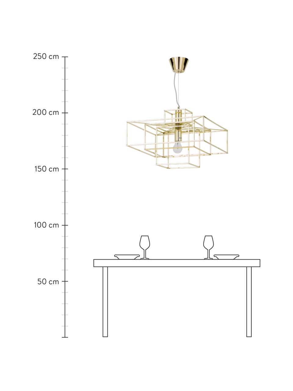 Hanglamp Cube in goudkleur, Vermessingd metaal, Messingkleurig, 46 x 50 cm