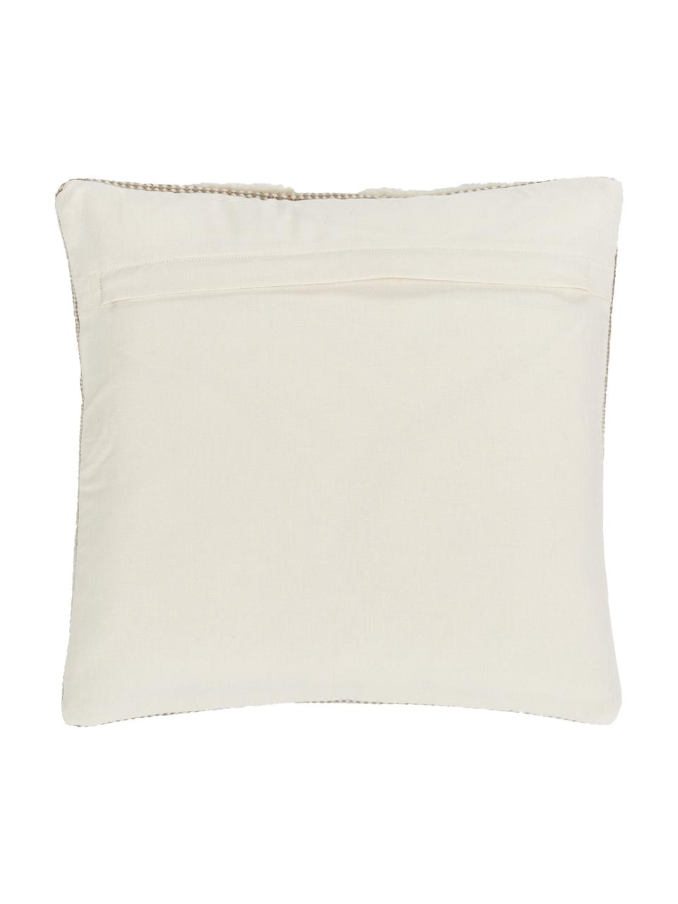 Federa arredo tessuta a mano beige/bianco crema Laine, Retro: 100% cotone, Beige, Larg. 45 x Lung. 45 cm