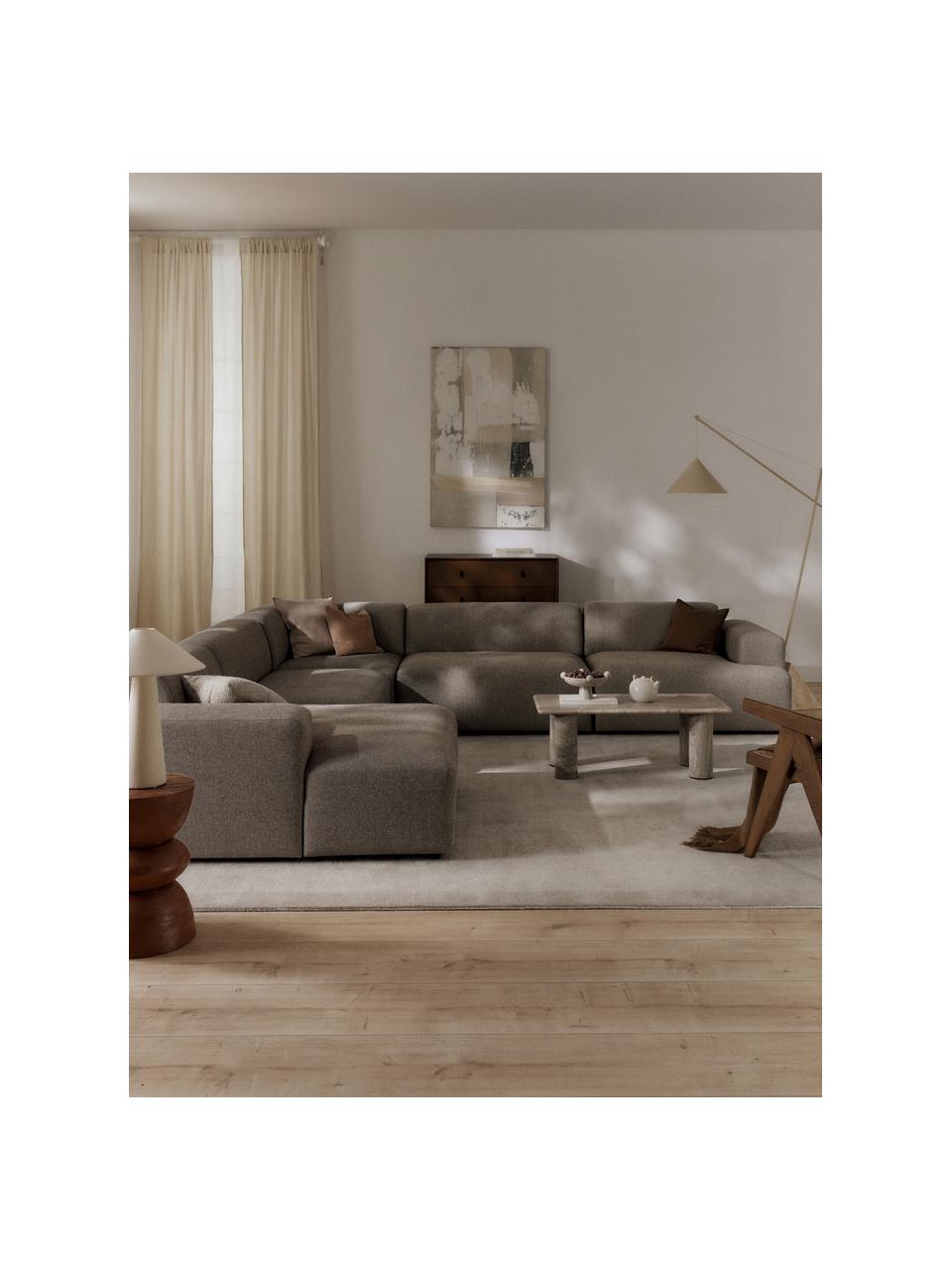Salon lounge Melva, Tissu grège, larg. 339 x prof. 339 cm, dossier à gauche