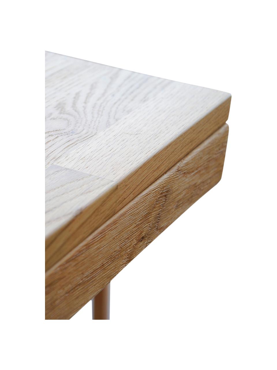 Verlängerbarer Esstisch Brooklyn aus Eichenholz, verschiedene Größen, Massives Eichenholz, gebürstet und klar lackiert, Eichenholz, B 170/220 x T 95 cm