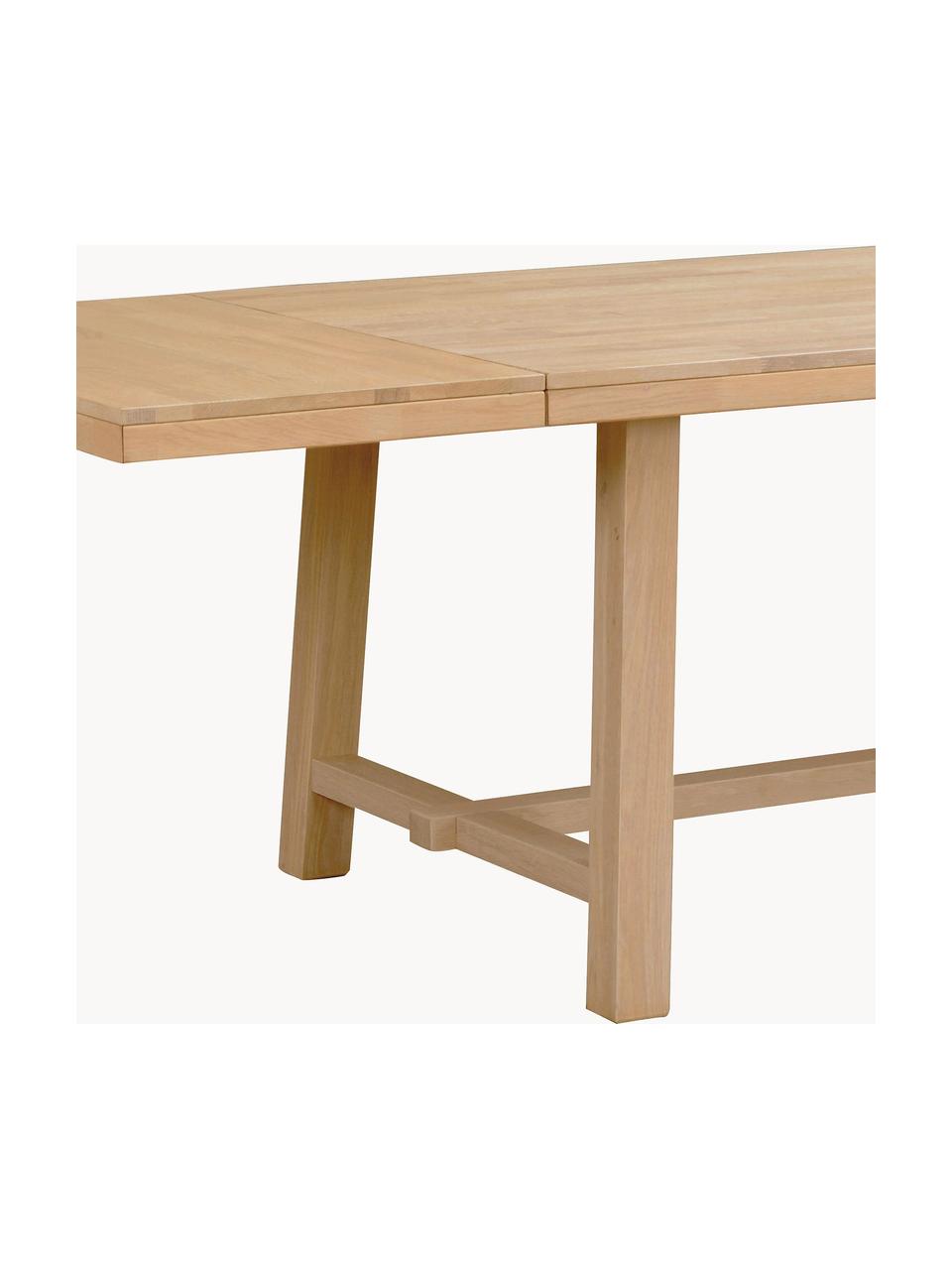 Mesa de comedor extensible en roble Brooklyn, tamaños diferentes, Madera de roble maciza cepillada y lacada clara

Este producto está hecho de madera de origen sostenible y con certificación FSC®., Madera de roble, An 170/220 x F 95 cm