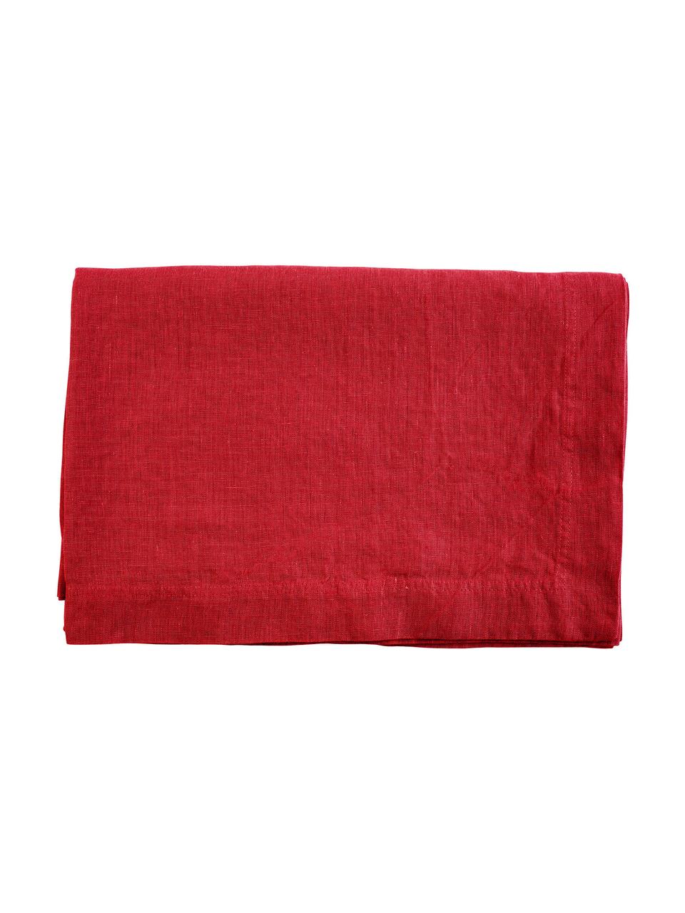 Linnen tafelkleed Basic in rood, Linnen, Rood, Voor 4 - 6 personen (B 170 x L 170 cm)