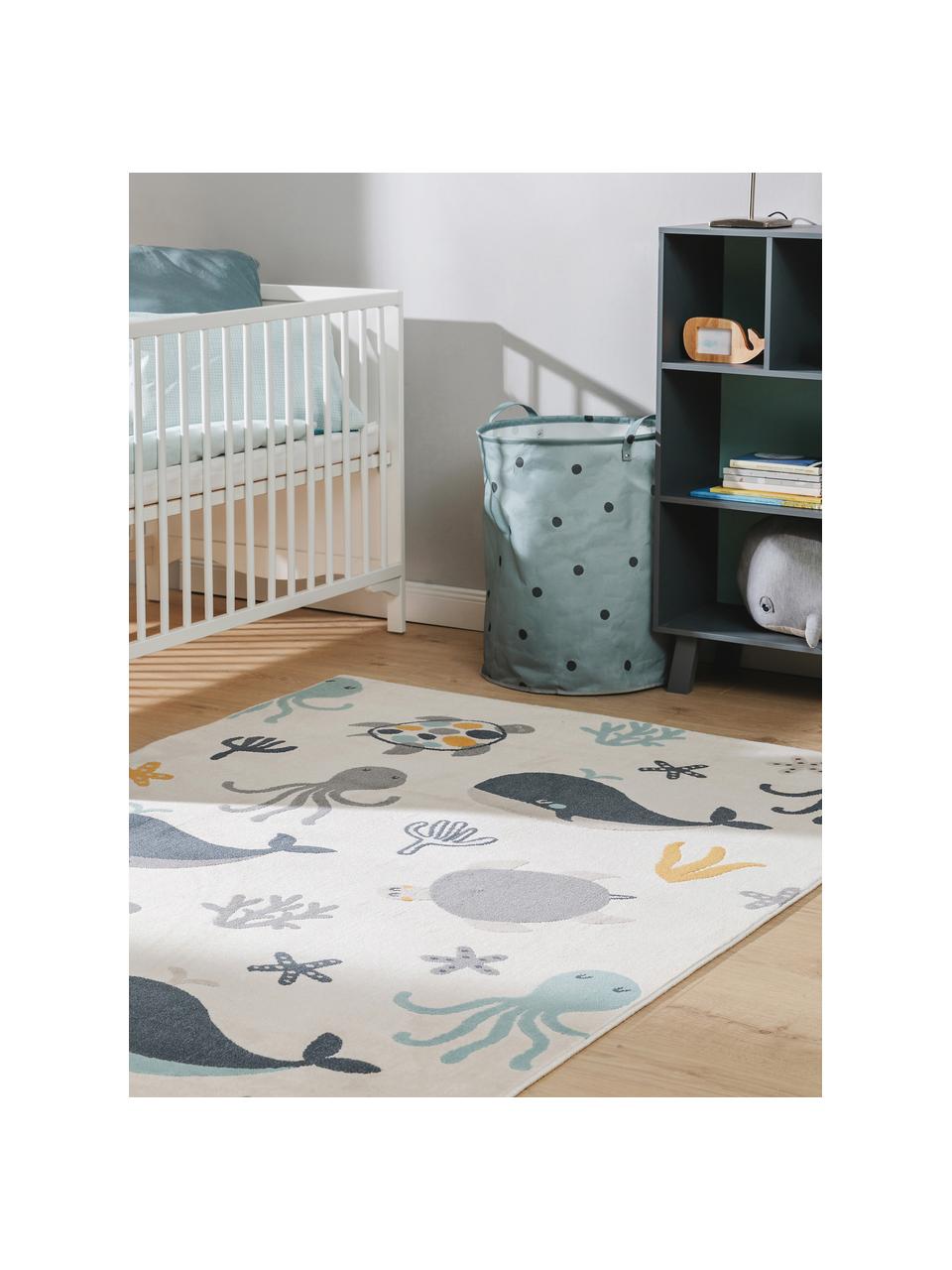 Kindervloerkleed Fabius, 100% polypropyleen, Lichtbeige, blauwtinten, geel, B 80 x L 150 cm (maat XS)