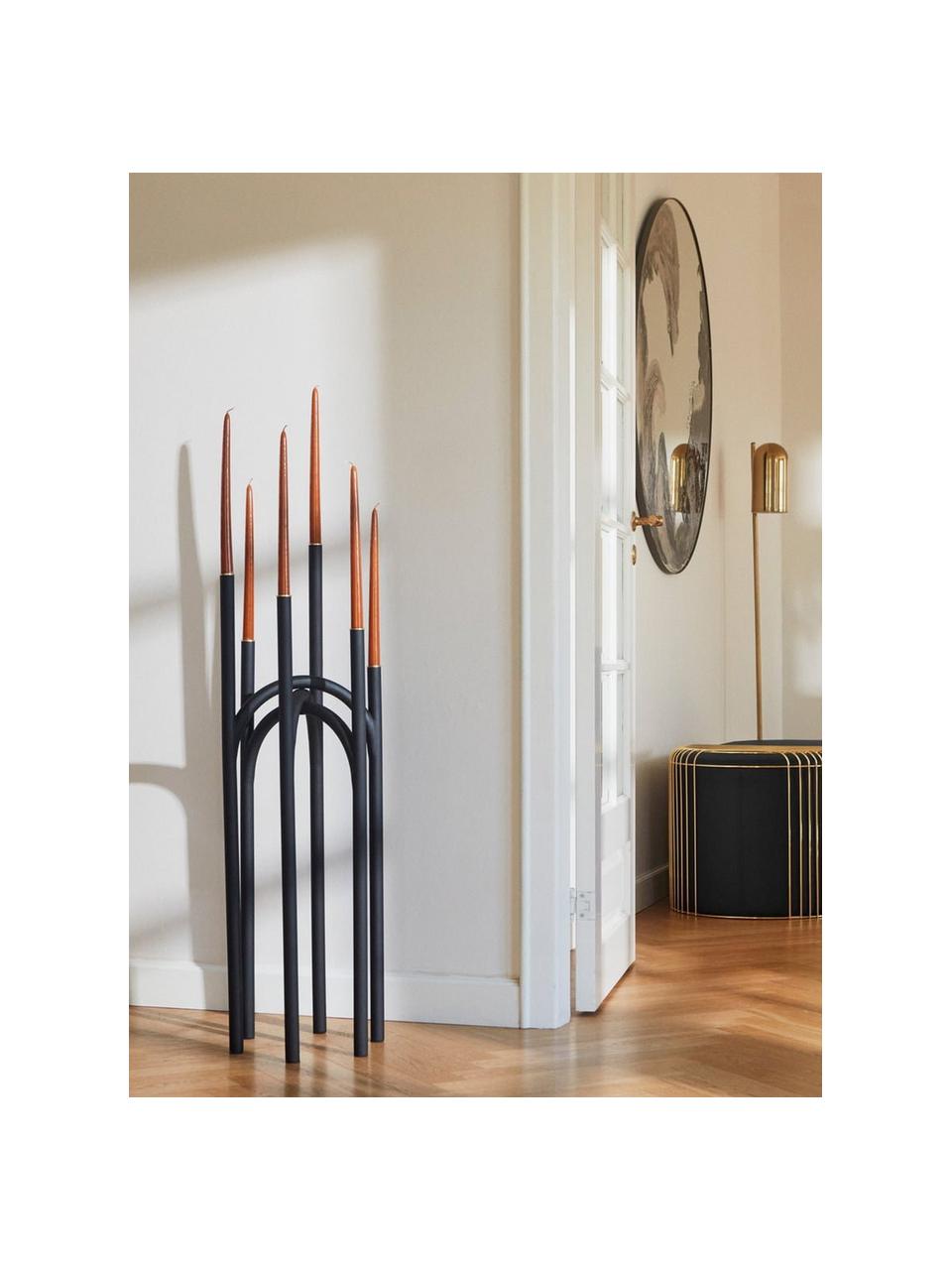 Candelabro grande de metal Angui, Metal recubierto, Negro, An 30 x F 92 cm